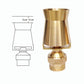 Brass fountain nozzle with size diagram, threaded base and outlet
