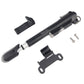 Portable bike pump components with bracket, valve adapter, and screws