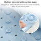 Light blue round foot mat with raised suction bumps and suction cups on the underside