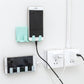 Mint green wall phone charging holder with adhesive mount and two charging slots