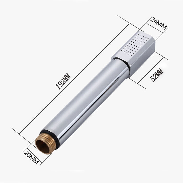 Chrome handheld shower head with round face and rectangular spray panel