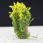Artificial flower bush for model building, yellow blossoms with green foliage in pot