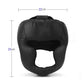 Black adjustable adult boxing training helmet, 22cm width and 23cm height