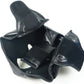 Black adjustable adult boxing training helmet with inner straps and padded ear guards