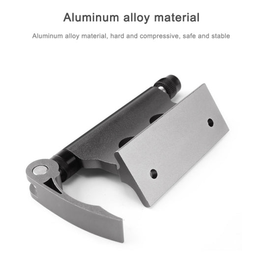 Silver aluminum luggage rack fork clip with curved base and two mounting screw points