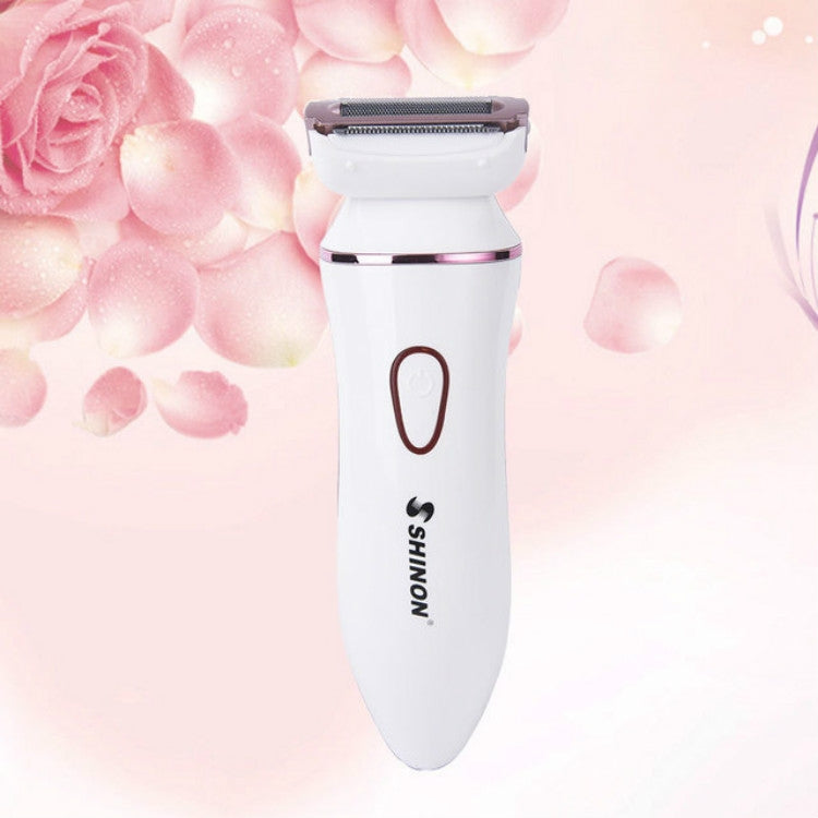 Waterproof electric epilator, white body with rose-gold head and metal trimmer foil
