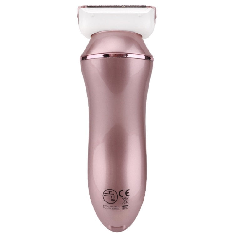 Waterproof electric epilator, rose-gold handle with white foil head and CE markings