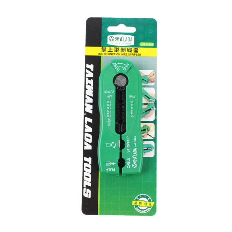 Wire stripper tool blister pack on card backing with green tool