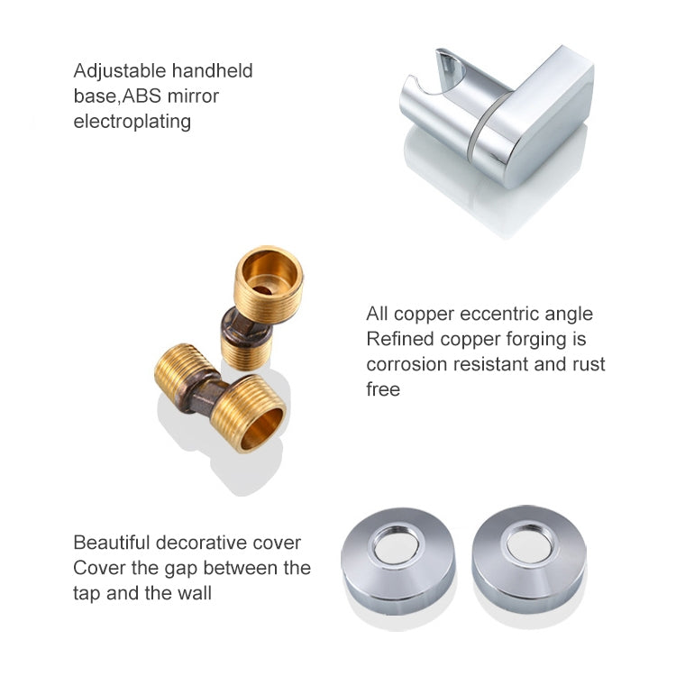Shower mixer parts with copper connectors and decorative wall cover caps