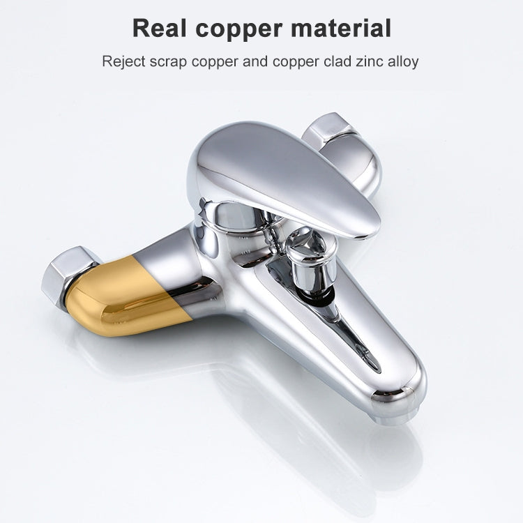 Shower mixer with gold-toned copper insert and polished chrome body