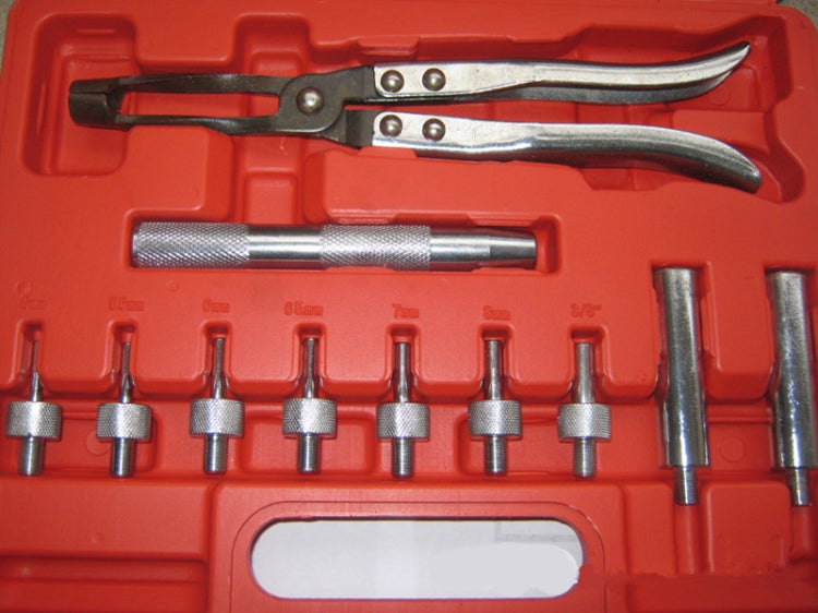 Valve stem seal pliers with knurled handle, sleeve tools, and seal caps set