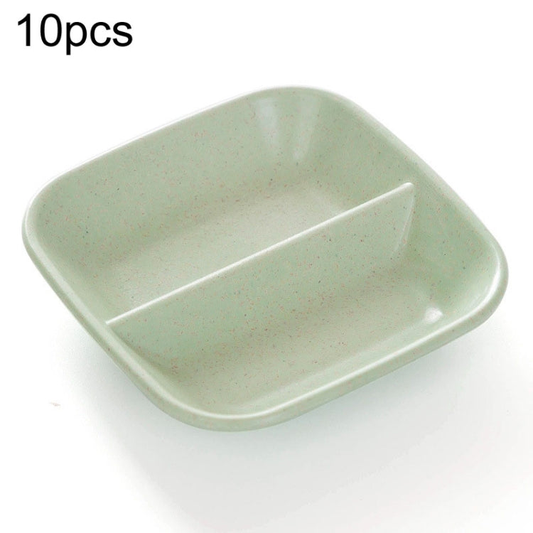 Green wheat-straw 2-in-1 seasoning dish with a built-in divider tray