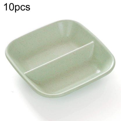 Green wheat-straw 2-in-1 seasoning dish with a built-in divider tray