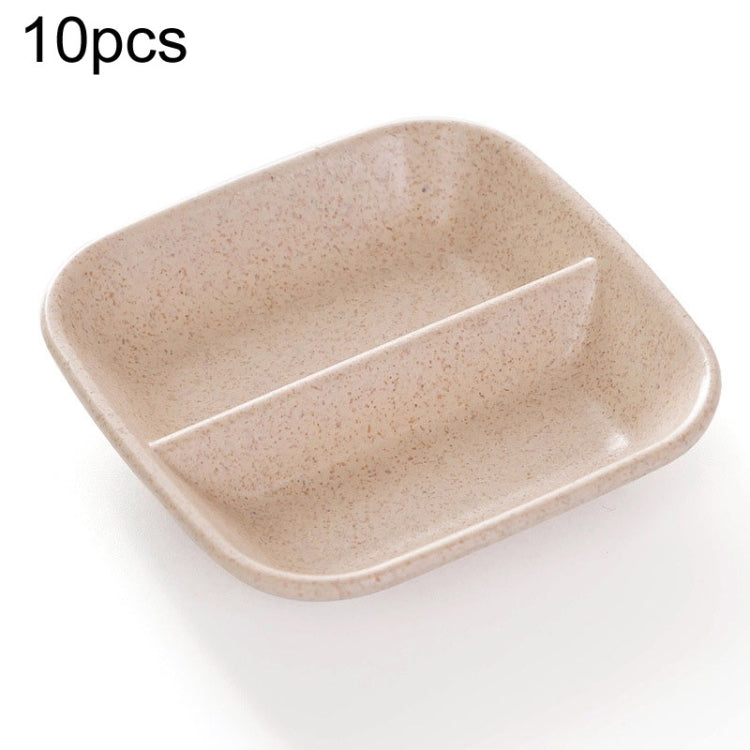 Beige wheat-straw 2-in-1 seasoning dish with a built-in divider tray