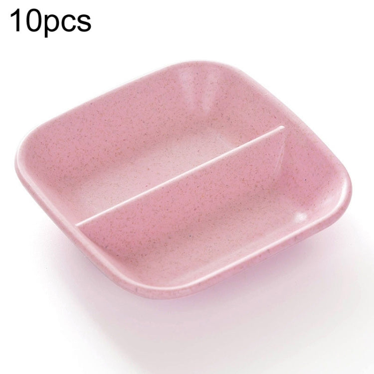 Pink wheat-straw 2-in-1 seasoning dish with a built-in divider tray