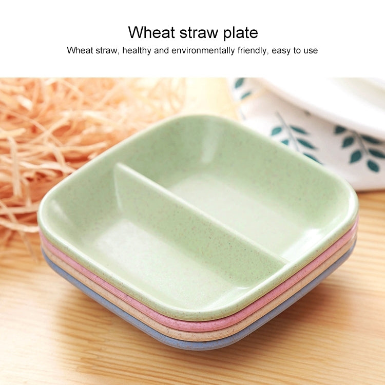 Stack of wheat-straw 2-in-1 seasoning dishes, green top with divider
