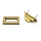 Gilt metal lock clasp components: rectangular frame and two prong pins