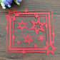 Red star border die-cutting frame with pentagram-style cutouts for DIY crafts
