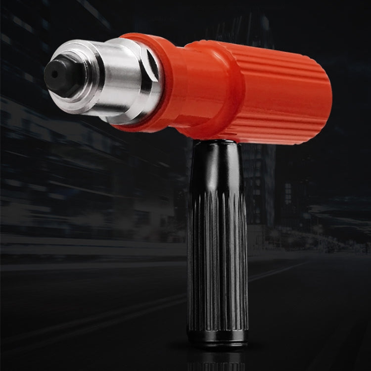 Electric rivet gun conversion head accessory with red body and metal nose cone
