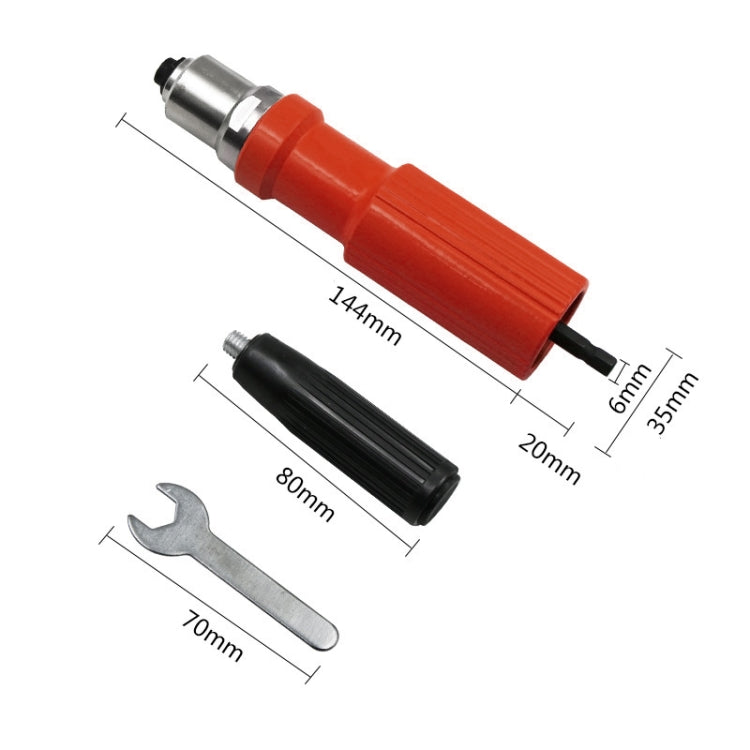 Red and black rivet head accessory kit with wrench and handle cover