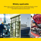 Electric rivet gun conversion head accessory shown with factory application scenes