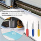 Carving tool blades for a cutting machine, with red, blue, and yellow handles