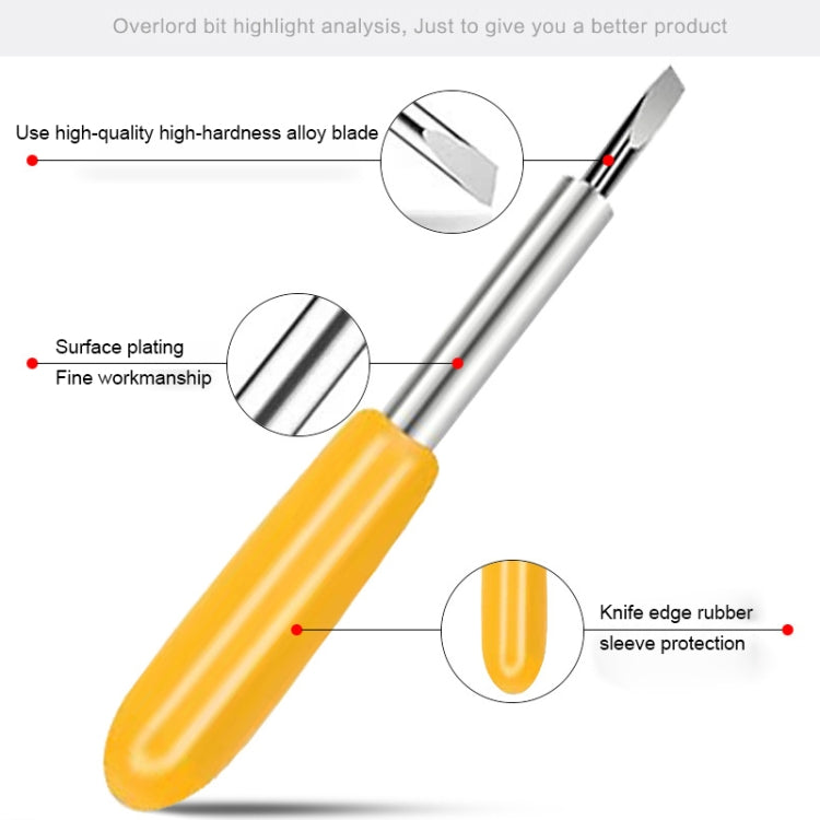 Single carving tool with silver metal shank, pointed blade, and yellow protective sleeve