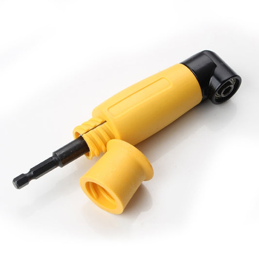 Yellow 90-degree right-angle screwdriver bit tool with black head and bit
