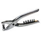 Chrome eyelet compression pliers with black die set and tan adjustment screw