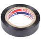 Black vinyl electrical insulating tape roll with center core and printed label ring visible