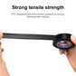 Black electrical insulating tape roll held by hands, tape strip extended