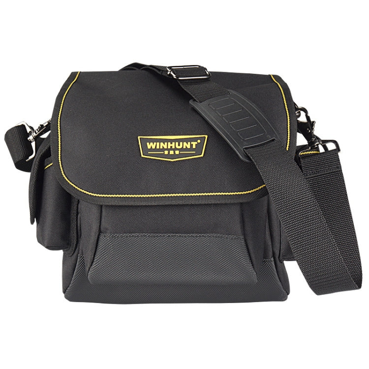 WINHUNT black canvas tool bag with adjustable shoulder strap and front organizer pockets