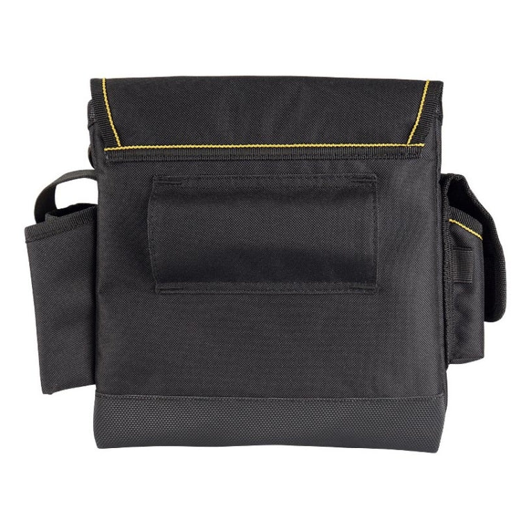 WINHUNT black canvas tool bag with rear pocket panel and yellow trim stitching