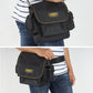 WINHUNT black canvas tool bag worn on hip with crossbody strap and front flap