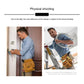 Tan tool belt bag worn by person for wall electrical work
