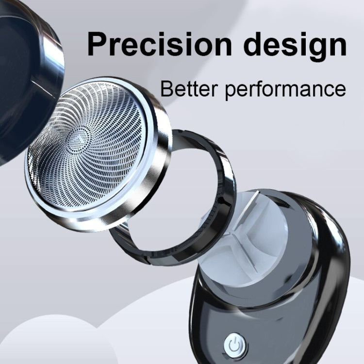 Electric shaver with round foil head and removable outer cover, precision design.