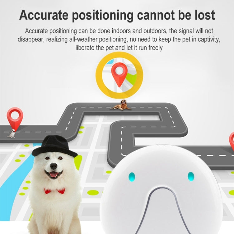 White GPS pet locator dome shown on a pet tracking scene