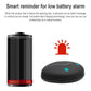 Black GPS pet locator with low-battery alarm icon and battery