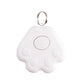 White paw-shaped pet GPS tracker keychain with outlined circles and metal ring