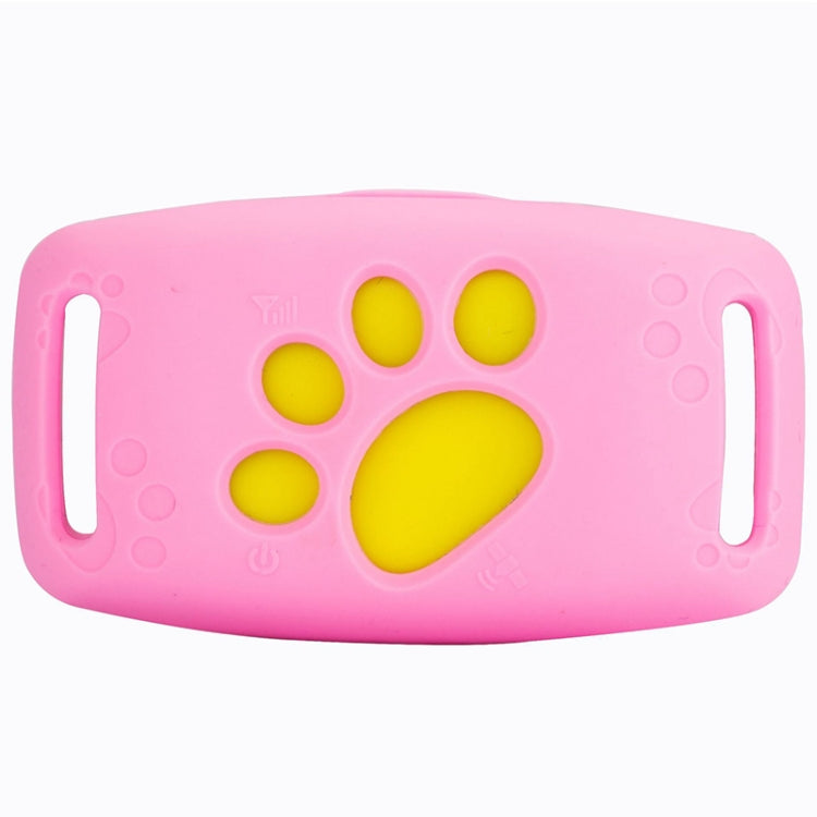 Pink pet GPS tracker strap with yellow paw print