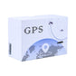 GPS tracker retail box packaging in white with blue world map design