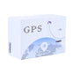 GPS tracker retail box packaging in white with blue globe and car icon