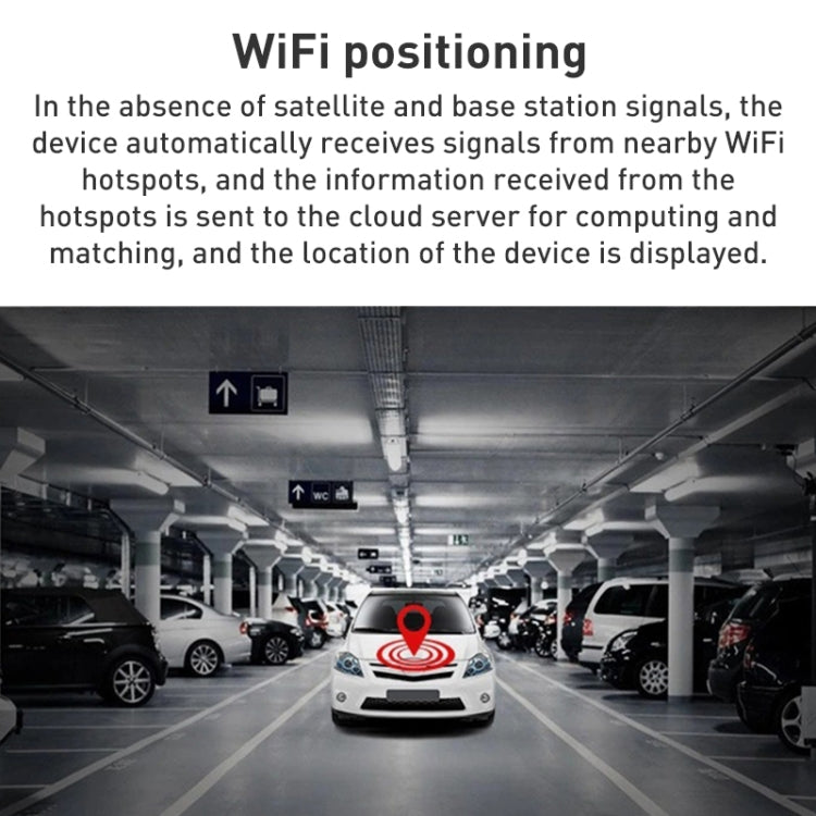 GPS tracker location shown in a parking garage with a red map pin marker