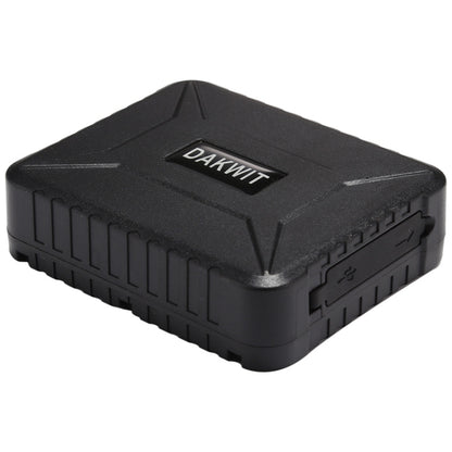 Black GPS vehicle tracker with DAKWIT logo, rugged protective case