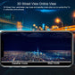 Smartphone screen displaying 3D street view and satellite map modes