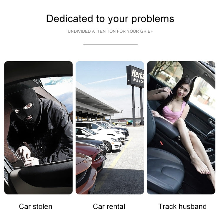 Vehicle anti-theft tracker scenarios: car stolen, car rental, and tracking husband