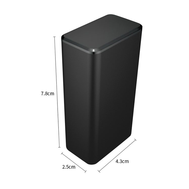 Black compact GPS locator with metallic top, rectangular slim body