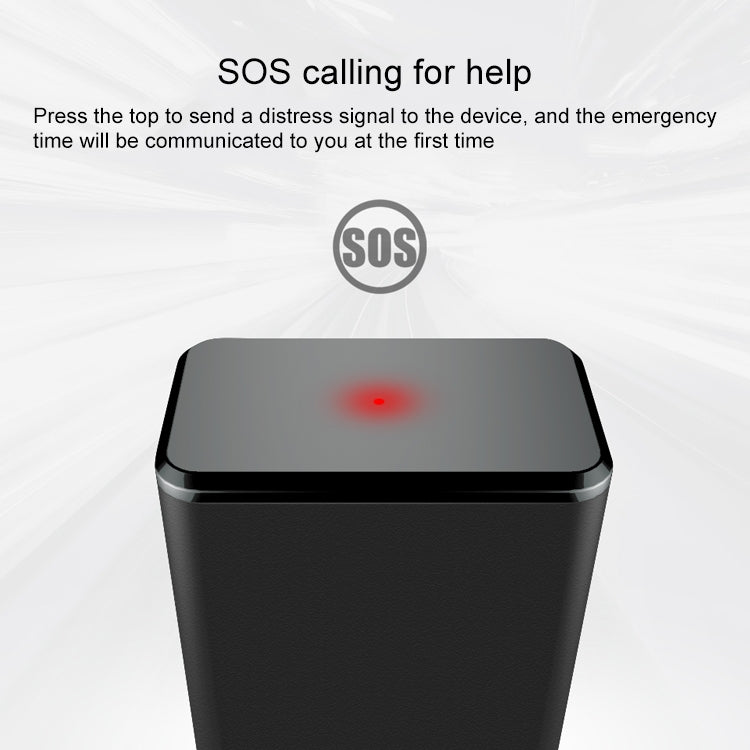 Black GPS locator mini tracker with red SOS indicator light