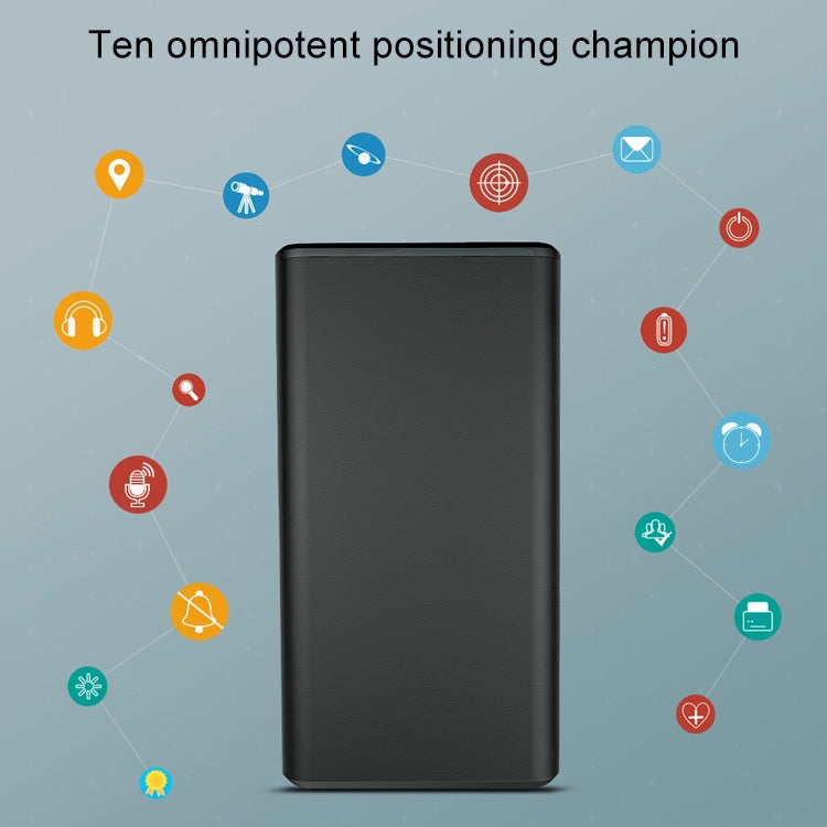 Black slim GPS locator tracker shown standing upright
