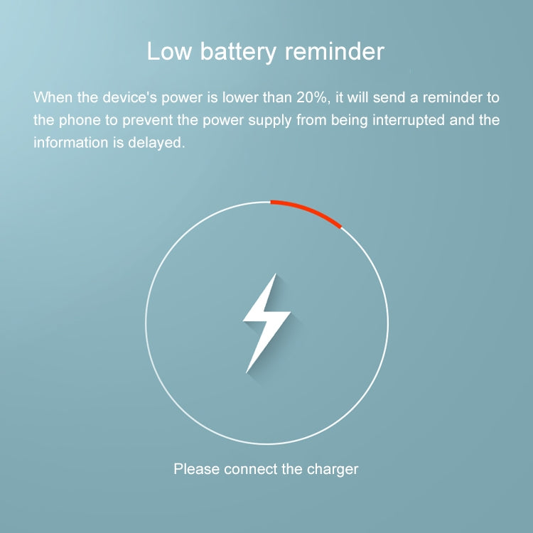 GPS locator low-battery reminder graphic with charging icon